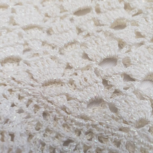 *NWOT* Vintage ICI Iridescent Sparkle Ruffle Open Knit Cardigan SZ S - Picture 7 of 9